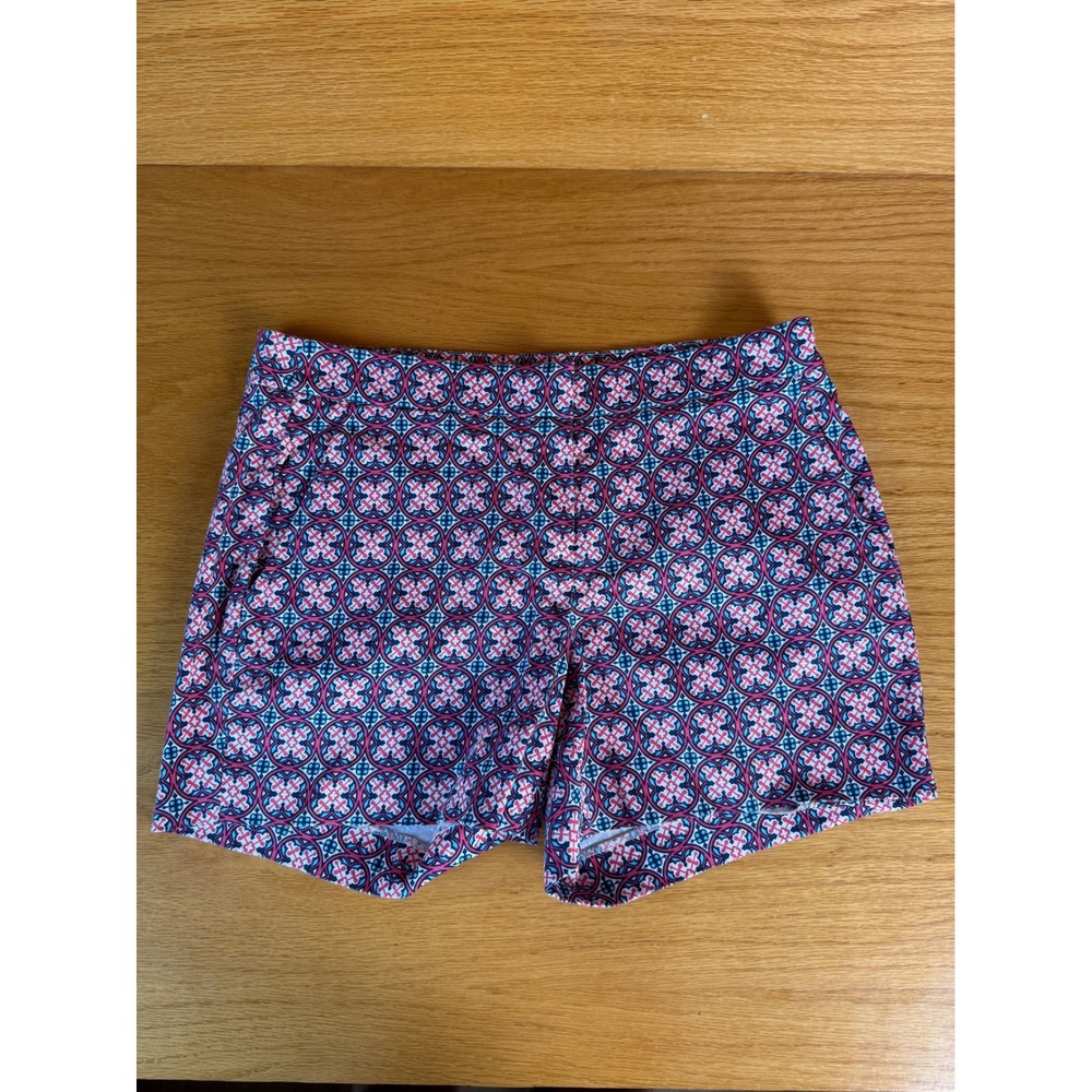 BROOKS BROTHERS 346 Chino Shorts Womens Pink Blue Geometric Tile Print Size 4